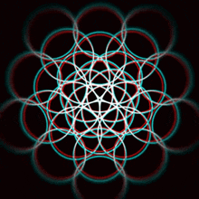 a circular pattern that looks like a flower with circles and lines