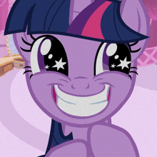 twilight sparkle from my little pony is smiling with a big smile