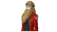 a cartoon of a man with a beard wearing a red jacket