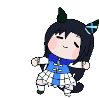 a cartoon drawing of a girl with black hair and ears
