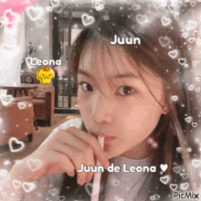 a picture of a girl with the name juun de leona