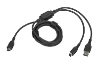 a cable with two connectors and a connector that says ' usb ' on it