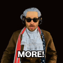 a man is wearing a wig and sunglasses and says more