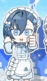 a cartoon of a girl wearing a maid outfit