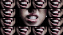 a close up of a woman 's mouth with many different expressions on her face