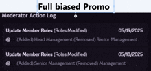 a full biased promo is displayed on a screen