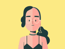 a cartoon drawing of a woman wearing glasses and earrings