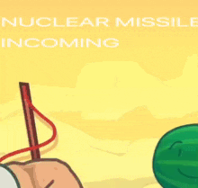 a green watermelon with the words nuclear missile incoming