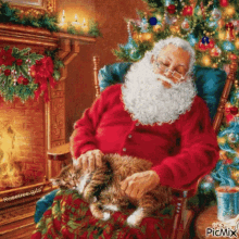 Tired Santa GIF - Tired Santa Cat GIFs