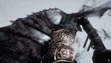 a close up of a video game character with the ps logo on the bottom