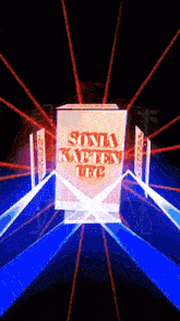 a box that says sonia karten ufc is surrounded by red and blue lights