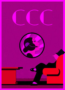 an illustration of a woman smoking a cigarette with the word ccc on the bottom