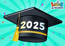 a black graduation cap with the year 2025 on it