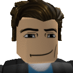 a close up of a roblox character 's face with a smile .