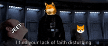 a man with jeet written on his forehead looks up at a doge