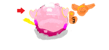 a drawing of a piggy bank with a red arrow pointing to the left