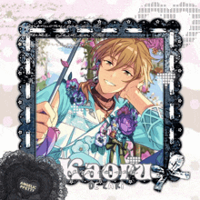 a picture of a man with flowers and the name kaoru de zaki