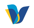 a blue and yellow logo that looks like a leaf .