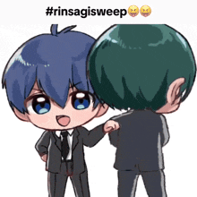 a picture of two anime characters with the hashtag #rinsagisweep on the bottom
