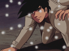 a cartoon of a man crawling on the ground