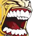 a close up of a cartoon character 's mouth with a lot of teeth and tongue out .
