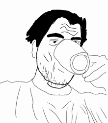 a drawing of a man drinking from a cup with the hashtag ksa001111