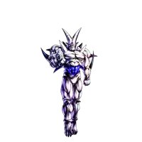 a cartoon character with horns and spikes on his arms