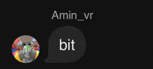 a black background with a picture of a spider and a speech bubble that says amin_vr bit
