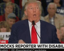 Trump Mocks GIF - Trump Mocks Reporter GIFs