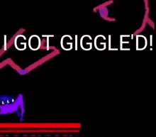 a cartoon character is standing in front of a red line that says i got giggle 'd .