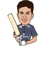 a cartoon of a man holding a cricket bat with a shirt that says mpolo ceramics on it