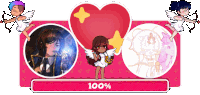 a valentine 's day graphic with cupids and a 100 % percentage