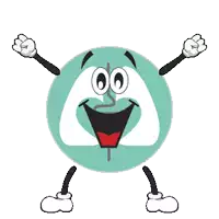 a cartoon drawing of a circle with a face and arms