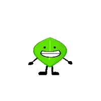 a green leaf with a smiling face and a large mouth .