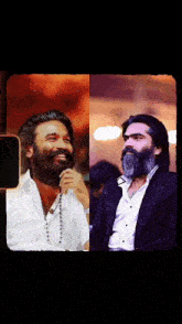 a man with a beard and a man with a suit