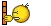 a yellow smiley face with a crown on its head is next to a red bar .