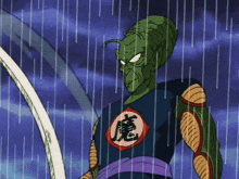 a cartoon character with chinese writing on his chest