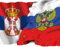 a russian flag and a srbija flag are displayed side by side