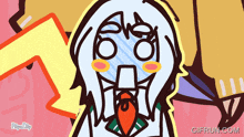 a cartoon drawing of a girl with a surprised look on her face and the website gifrun.com