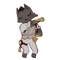 a drawing of a cat in a suit with a backpack