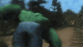 the hulk is running down a dirt road