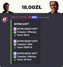 a screenshot of an onyx store with a price of 18,000zl