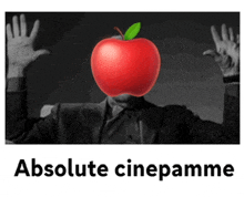 a man with an apple on his head and the words absolute cinepamme