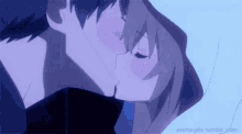 a man and a woman are kissing in a cartoon ..