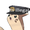 a cartoon character is wearing a hat that says it 's illegal .