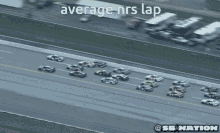 an aerial view of a race track with the words average nrs lap on the bottom
