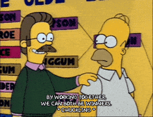 a cartoon of homer simpson and ned flanders talking