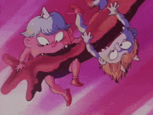 a cartoon drawing of a boy and a girl with horns on their heads