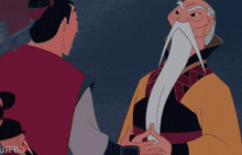 Disney Mulan 2d Animation Animação Long Beard Captain Lee Li Shang Is Shushed By The Emperor Of China GIF