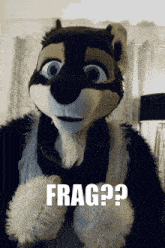 a furry animal with the word frag written on it